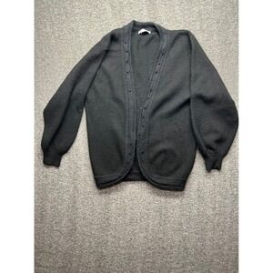 Wonderland Cardigan Womens OS Black Lambswool Angora Sweater Beaded Open Front